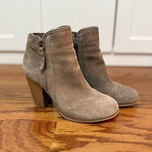 Suede Ankle Boots - Taupe Brown